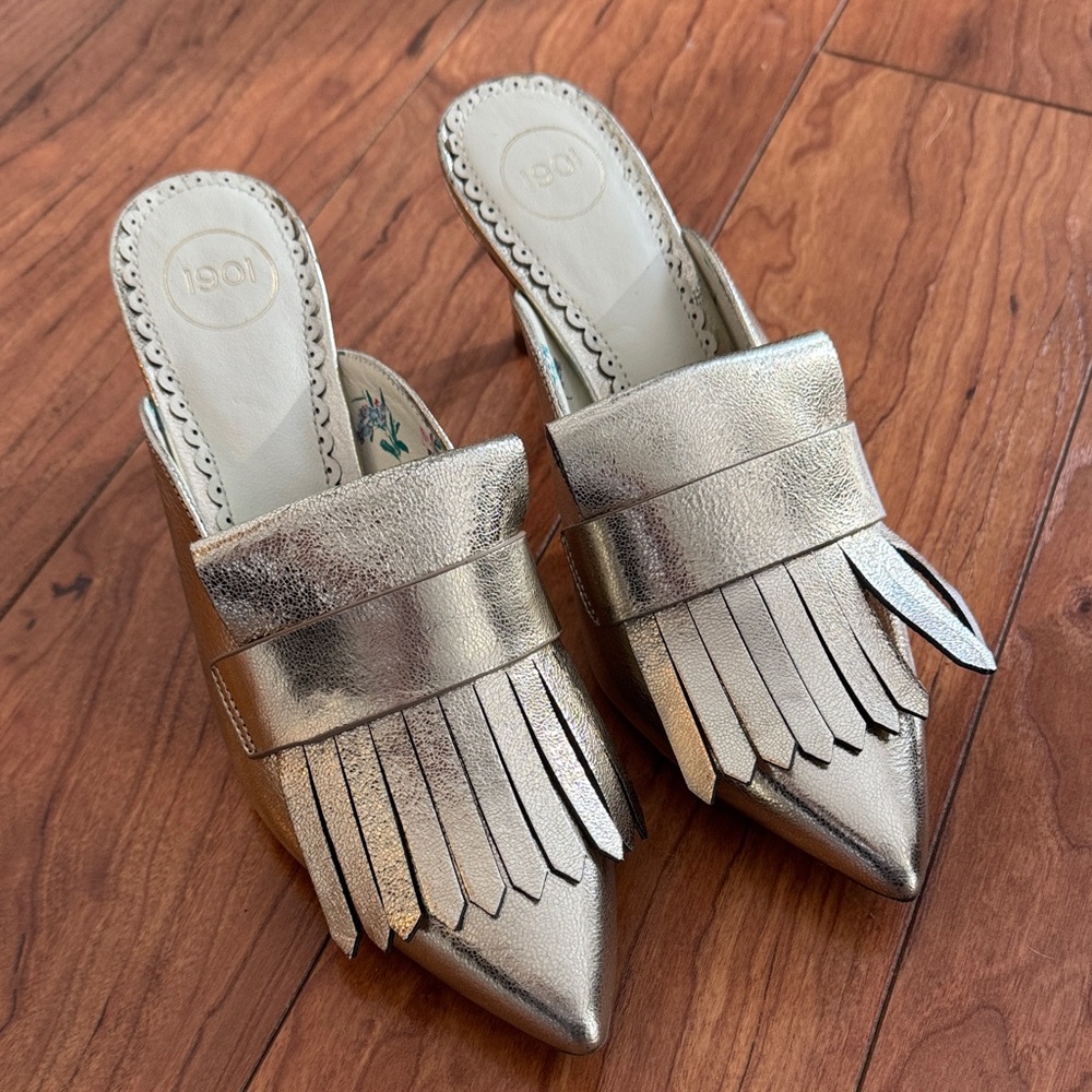 Gold Fringe Women's Mules 1901 Leather 6